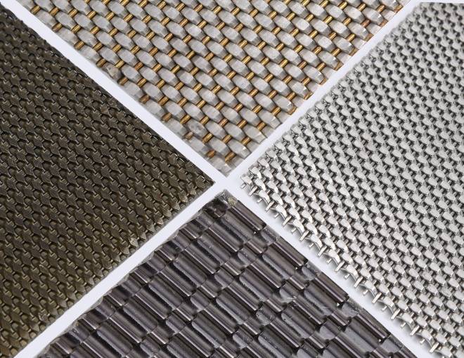 Four different patterns of Argger weave close Apollo architectural mesh.