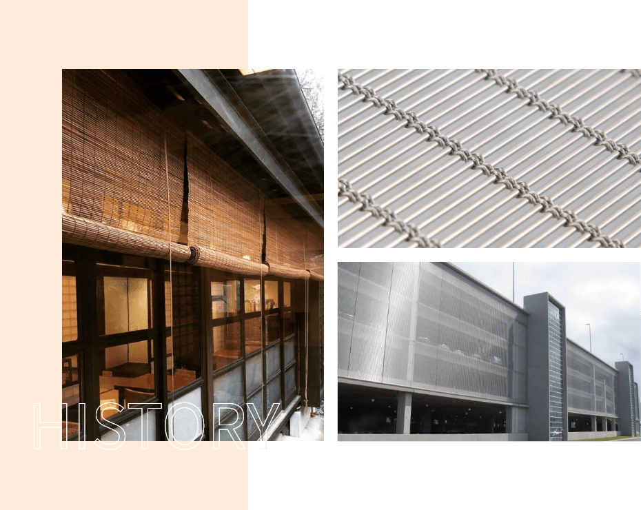 Bamboo strip and steel wire weaving mesh and facade application